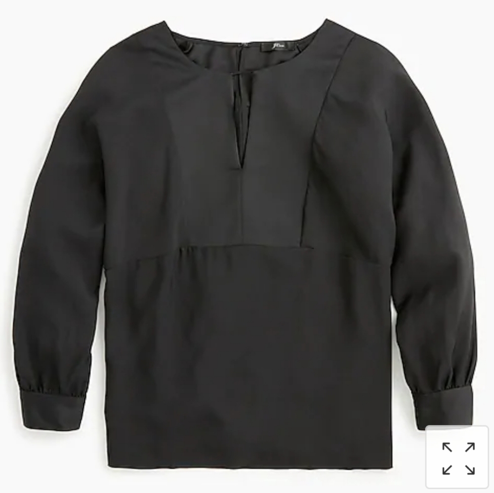 J. Crew Keyhole V-Neck Top Satin Backed Crepe